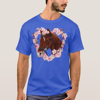 Paardenliefhebbers bruin paard met bloemen 1 t-shirt