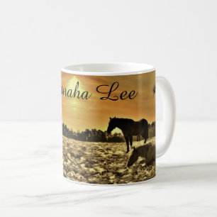 Paardenliefhebbers gepersonaliseerd met naam Rusti Koffiemok