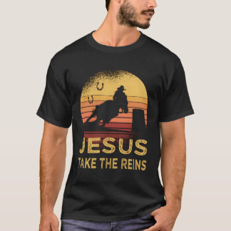 Paardenloop racen Jezus nemen de teugels Rodeo T-shirt