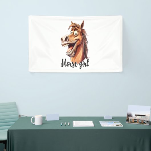 Paardenmeisje grappig paard spandoek (Beurs)