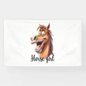 Paardenmeisje grappig paard spandoek (Horizontaal)