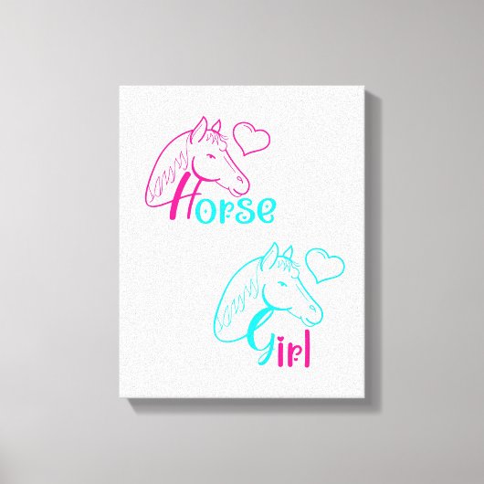 Paardenmeisje in roze en Turquoise Canvas Afdruk (Voorkant)