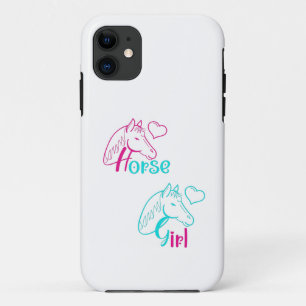 Paardenmeisje in roze en Turquoise iPhone 11 Hoesje