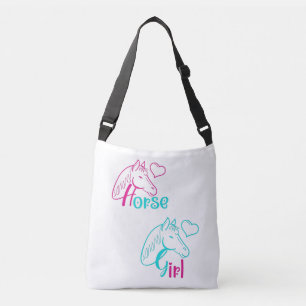 Paardenmeisje in roze en Turquoise Crossbody Tas