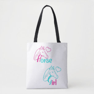 Paardenmeisje in roze en Turquoise Draagtas