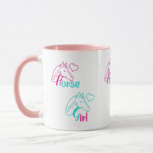 Paardenmeisje in roze en Turquoise Mok