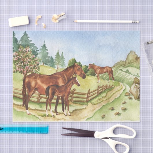 Paardenmoeder Waterverf landschap Tissuepapier (Craft)