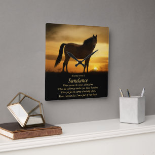 Paardenmonument Paard naam vierkant wandklok Vierkante Klok