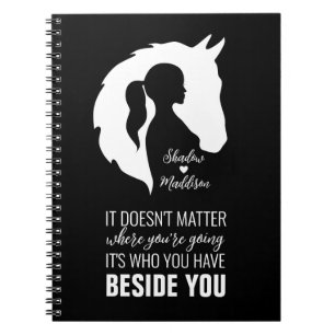 Paardenpaard en paardenliefhebber zwart notitieboek
