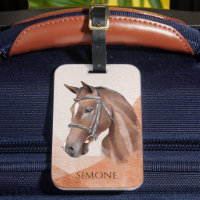 Paardenportret bruine gepersonaliseerde naam ruite