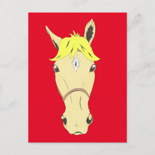 Paardenportret cartoon briefkaart