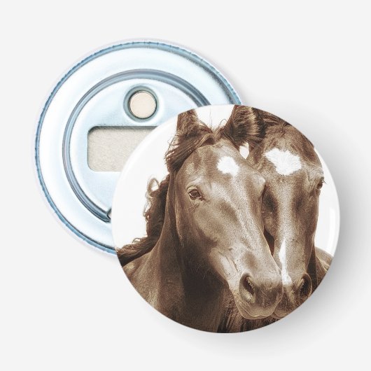Paardenportret III Button Flesopener (Voorkant)