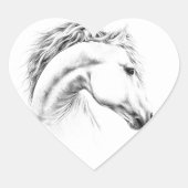 Paardenportret potlood paardenkunst hart sticker (Voorkant)