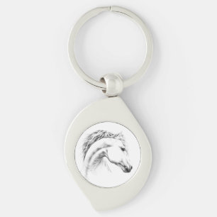 Paardenportret potlood paardenkunst sleutelhanger