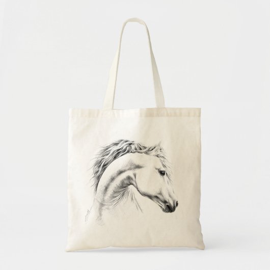 Paardenportret potlood paardenkunst tote bag (Voorkant)