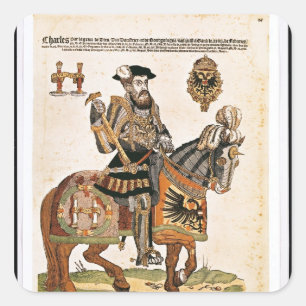 Paardenportret van Charles V in bewapening Vierkante Sticker