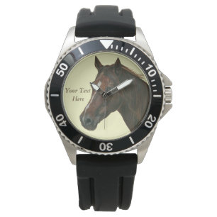Paardenportret van kastanje horloge