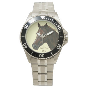 paardenportret van kastanjebruin paard horloge
