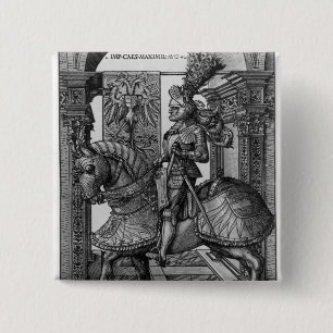 Paardenportret van Maximilian I c.1508 Vierkante Button 5,1 Cm