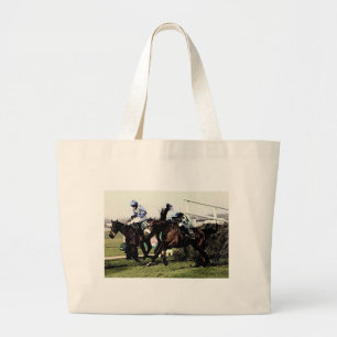 paardenraces grote tote bag