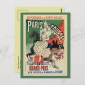 paardenraces van Parijs en Briefkaart (Voorkant / Achterkant)