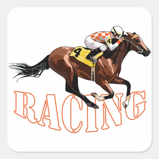 paardenraces vierkante sticker (Voorkant)