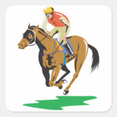 paardenraces vierkante sticker (Voorkant)