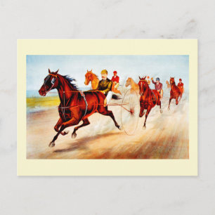 Paardenraces vintage kunst briefkaart