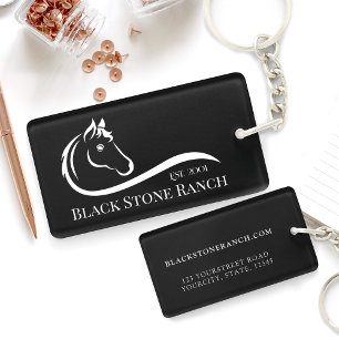 Paardenranch logo equestrian brandingadres sleutelhanger