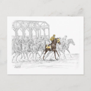 Paardenras Startpoort Briefkaart