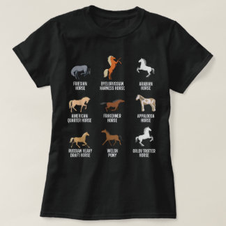 Paardenrassen Equestrian Paard Ruiter Renner T-shirt