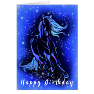 Paardenrennen bij de Kaart Moonlight Blue Sterrenn