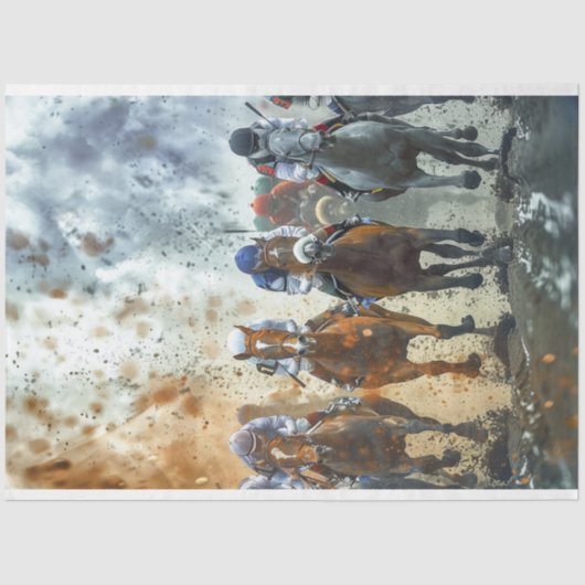  paardenrennen Decoupage Tissuepapier (Voorkant)