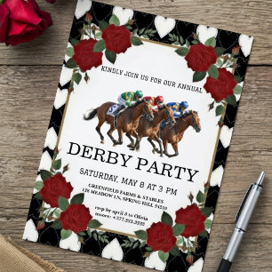 Paardenrennen Derby Feestje Vintage Uitnodiging 20