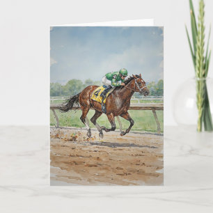 Paardenrennen in waterverf kaart