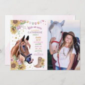 Paardenrennen Pony Zonnebloemmeisje Kaart (Voorkant / Achterkant)