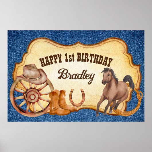 Paardenrennen van cowboy rodeo poster (Voorkant)