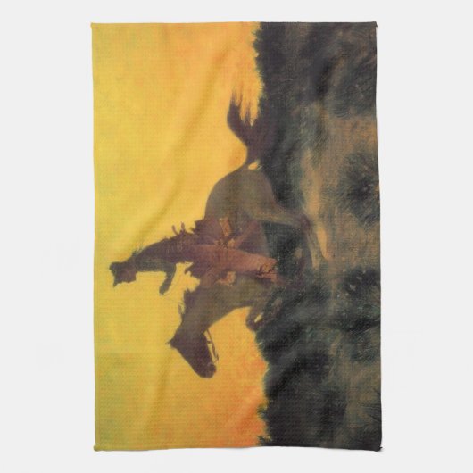 Paardenrenner Tegen de Zonsondergang in het Wilde Theedoek (Verticaal)