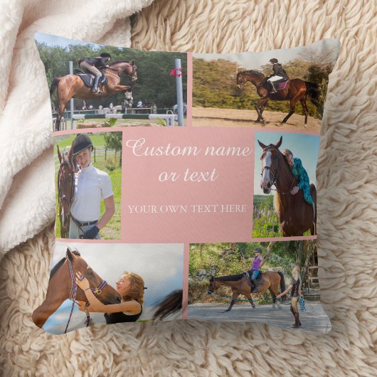 Paardenrijder Fotocollage Roze Custom Kussen