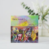 PAARDENRIJDERS IN DE NACHT,geel paars groen vonken Kaart (Staand voorkant)