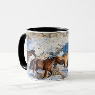 Paardenrit in de winter op Hideout Ranch Mok