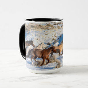 Paardenrit in de winter op Hideout Ranch Mok