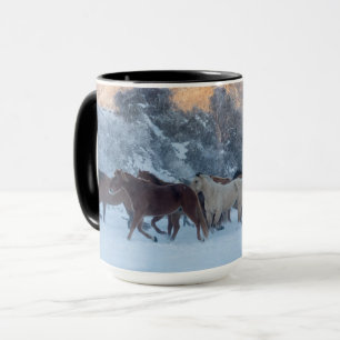 Paardenrit in de winter op Hideout Ranch Mok
