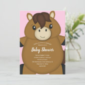 Paardenroze Baby shower Kaart (Staand voorkant)