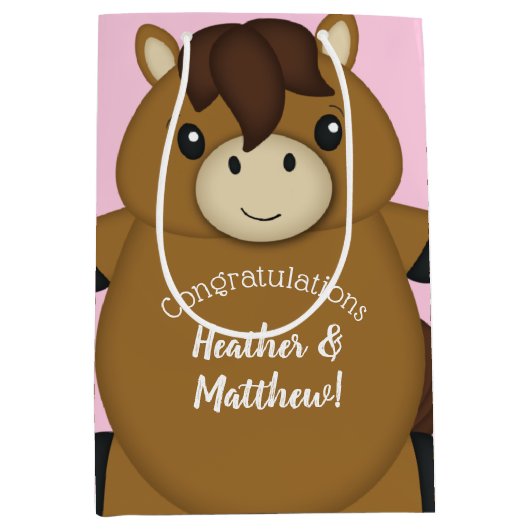 Paardenroze Baby shower Medium Cadeauzakje (Voorkant)