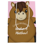 Paardenroze Baby shower Medium Cadeauzakje (Achterkant)