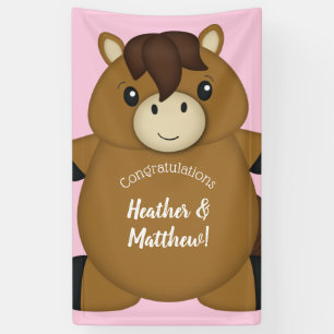 Paardenroze Baby shower Spandoek