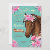 Paardenroze Floral Birthday Kaart (Voorkant)