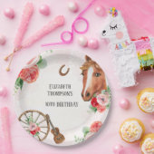 Paardenroze Floral Birthday Papieren Bordje (Feest)