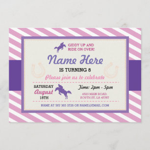 Paardenroze Paarse stripe Pony Kaart